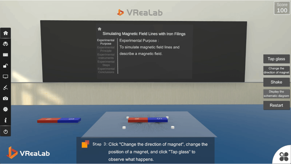 Iron-filings experiment in VR Physics Lab