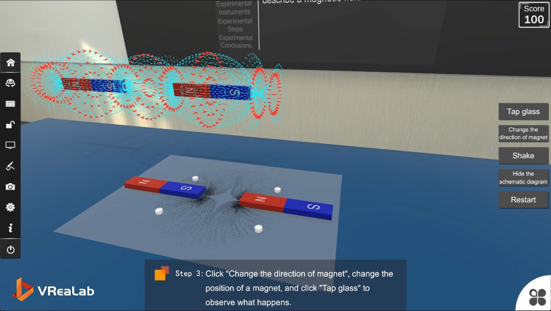 Close-up of 3D vector arrows showing magnetic field direction
