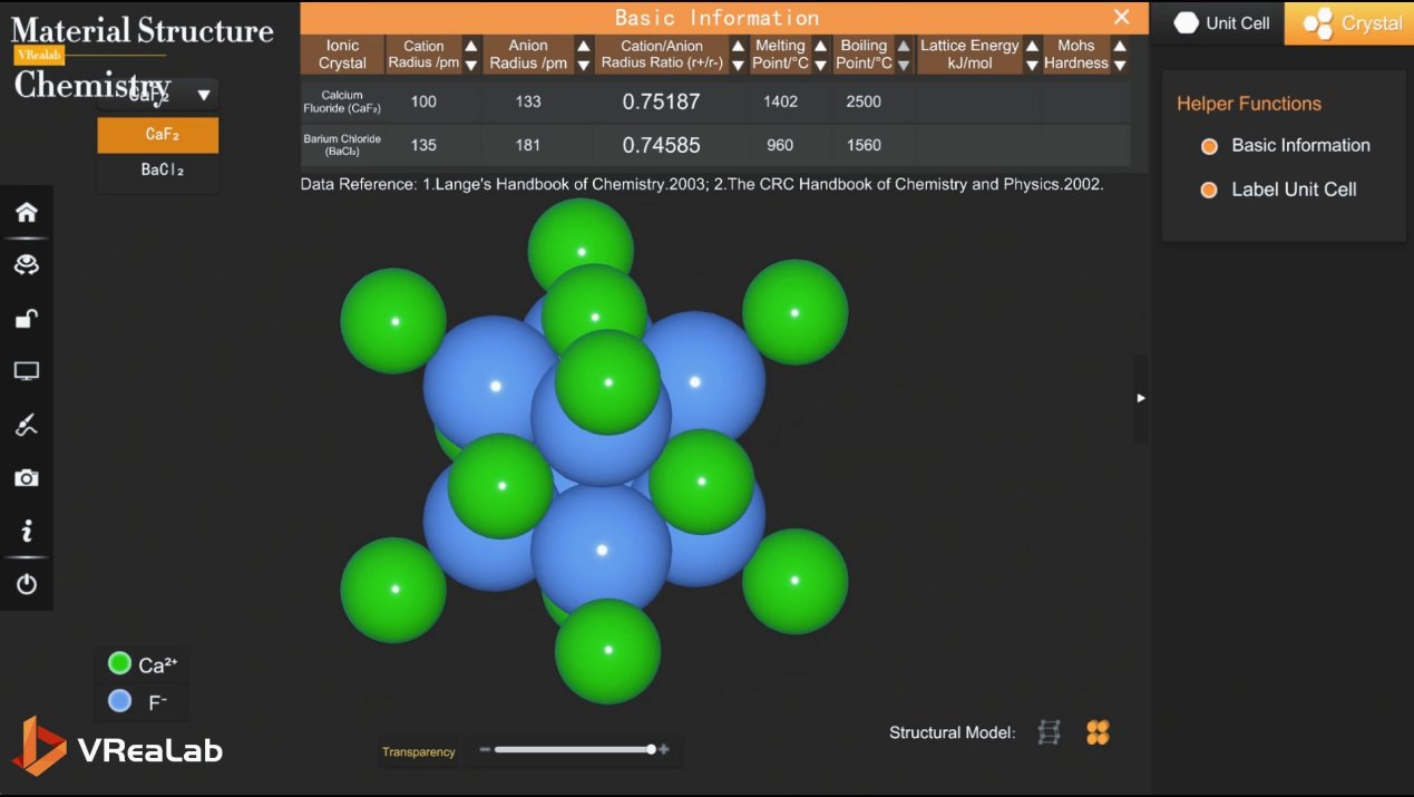 VReaLab chemistry material structure crystal lattice visualization