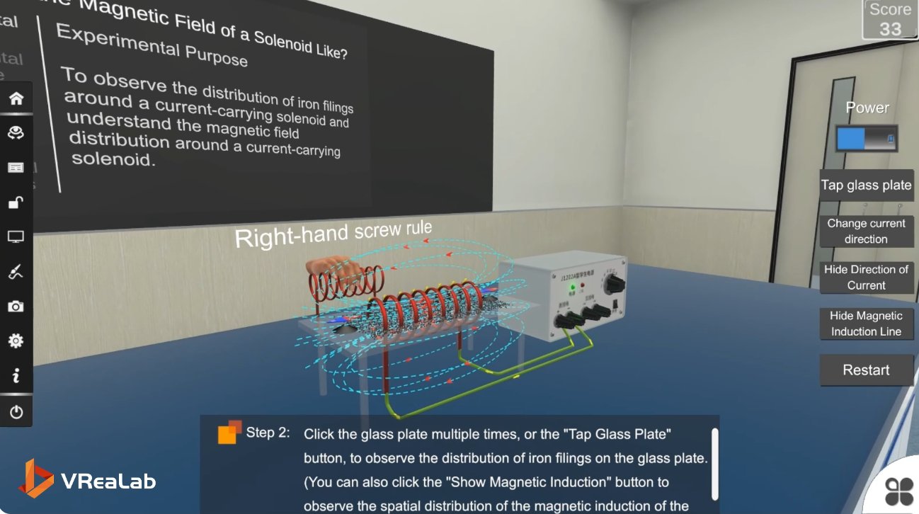 VR Physics Lab - student building circuits and observing electromagnetic phenomena