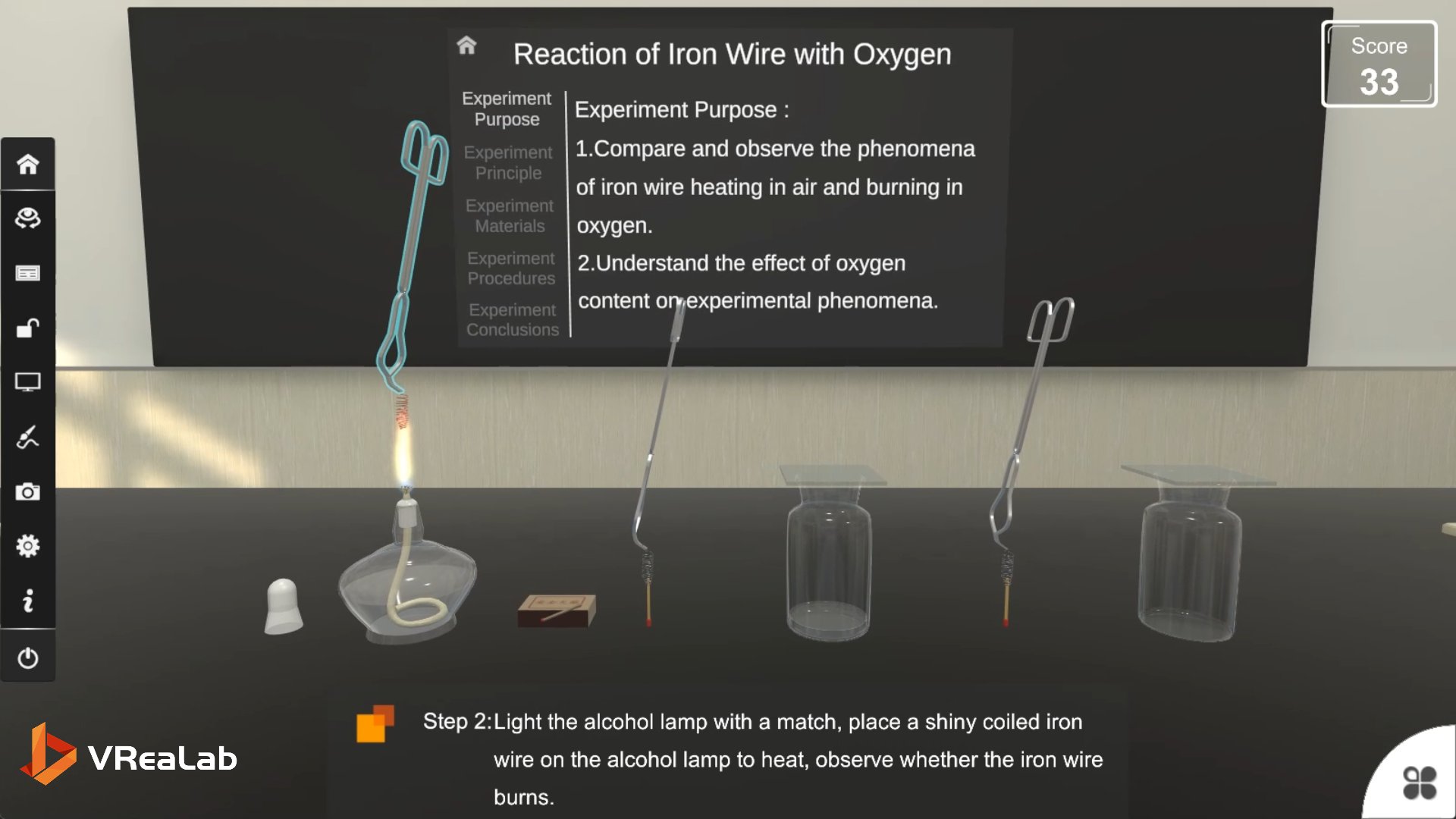 Iron wire heated in air — slow oxidation, no dramatic spark