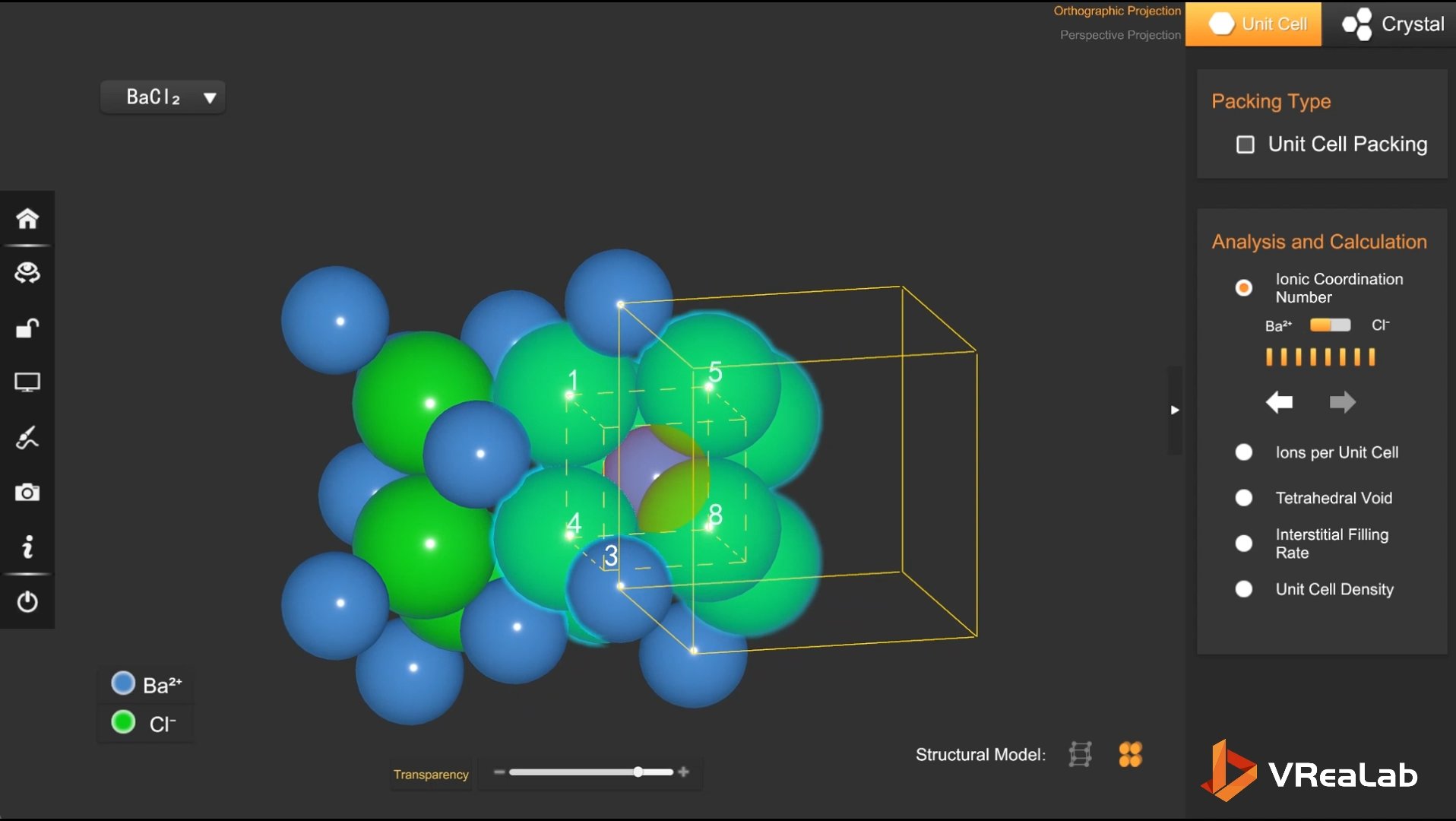 BaCl2 coordination number VR visualization